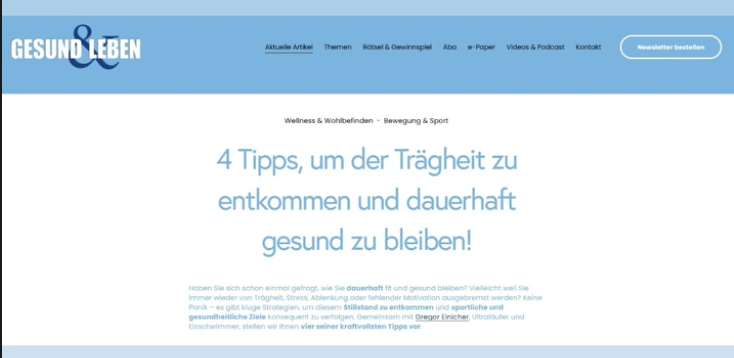 Gesund & Leben — 4 Tipps gegen Trägheit
